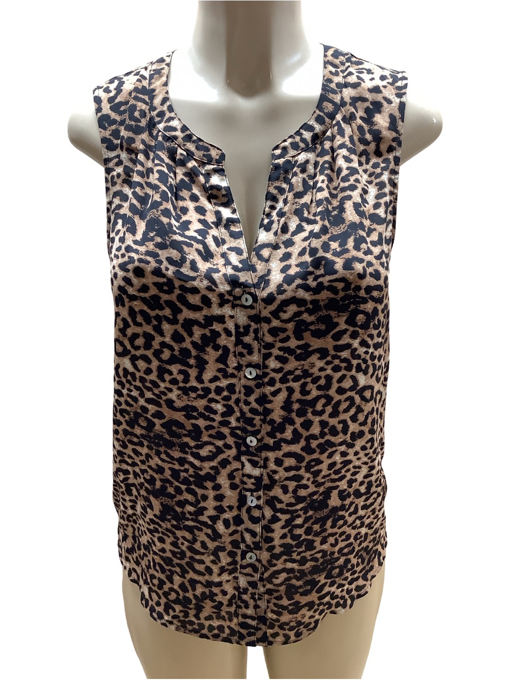 Daniel Rainn Vintage Size Small Sleeveless Leopard Print Blouse - Tan and Black